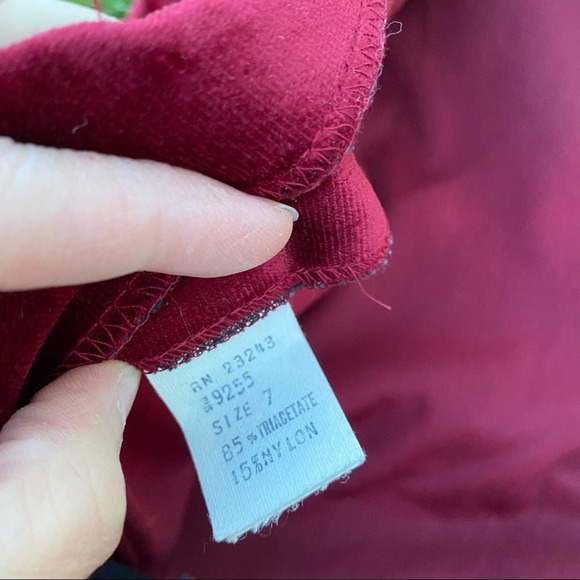 Vintage holiday Christmas button down belted red velvety midi dress small - Picture 9 of 9